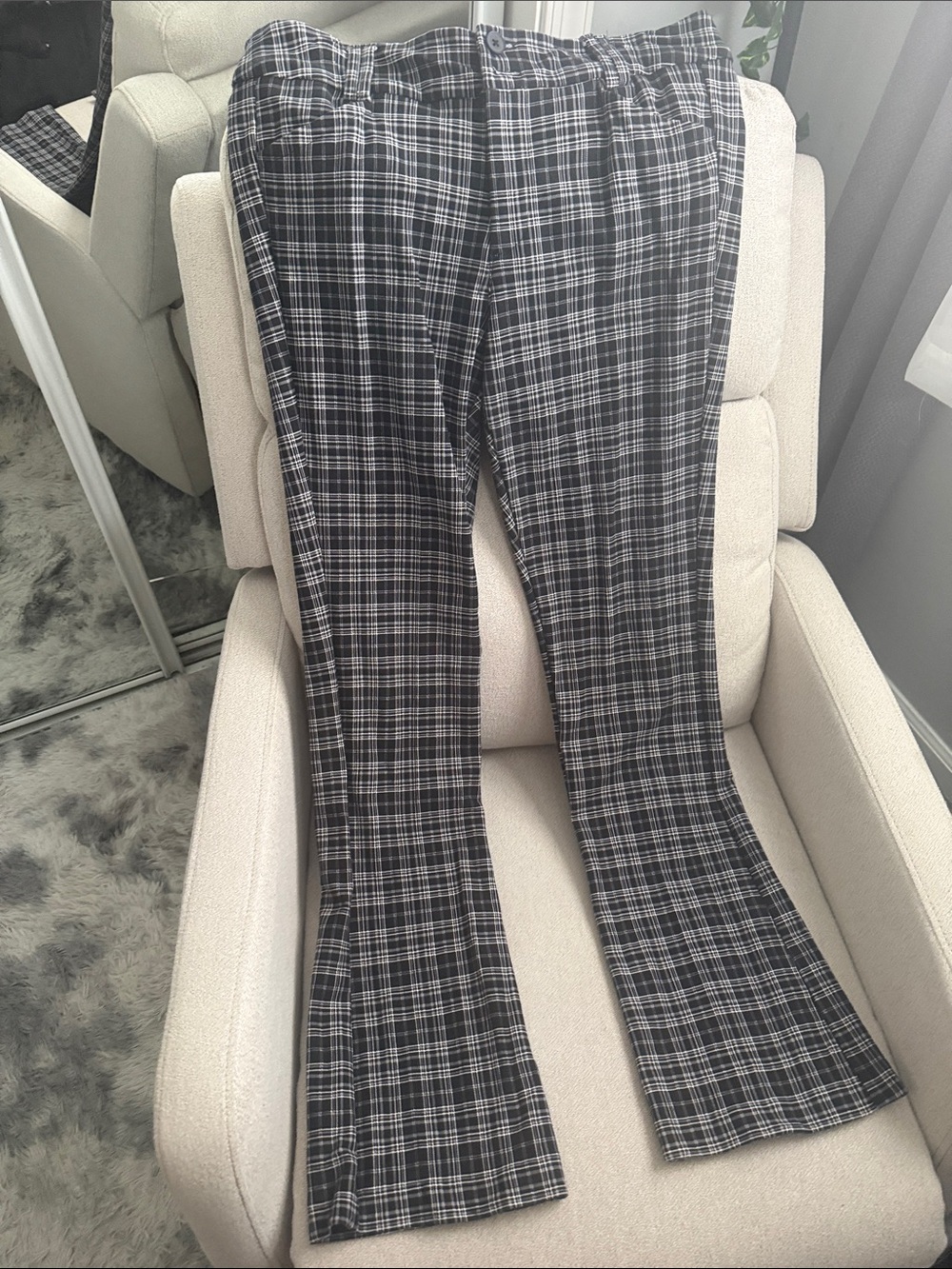torrid Black & Gray Plaid Flare Trousers